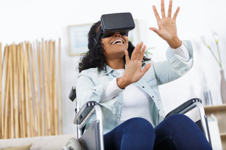 disabled woman with virtual glasses