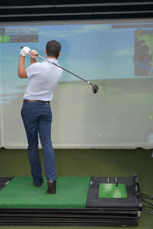 a virtual reality golf practiceの写真素材