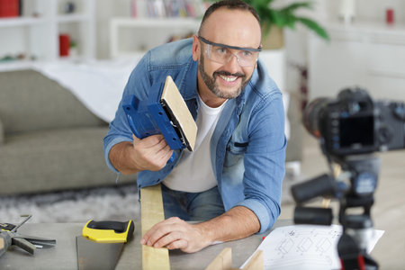 diy blogger recording video of woorworking hobby