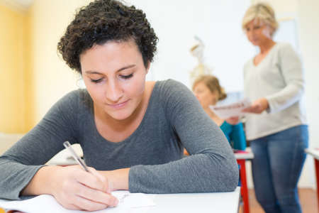 an university student attending examinationの写真素材