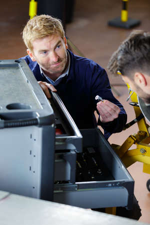 boss and worker in conversationの写真素材