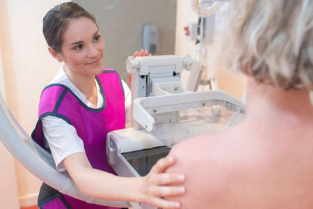 nurse weighing womanの写真素材