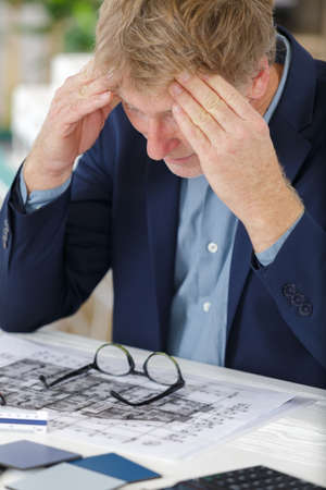 portrait of a worried architectの写真素材