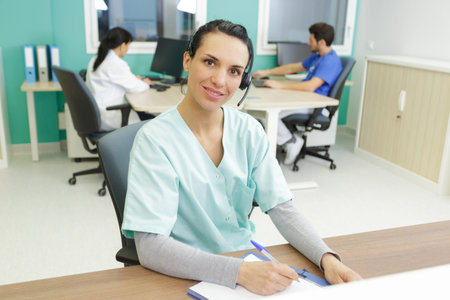nurse on duty talking on phone