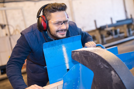 close up of worker in factory