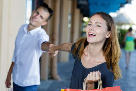 Woman wants to continue shoppingの写真素材