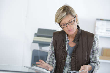 warehouse management counting productsの写真素材