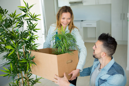 couple bringing their indoor plants during relocation