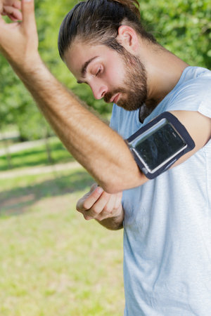 a runner man is outdoors