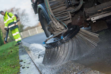 close up from parts of a street cleaning vehicleの写真素材