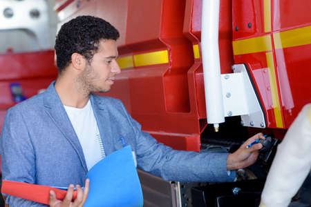 checking a lorry or busの写真素材