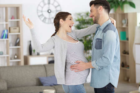 a happy couple at homeの写真素材