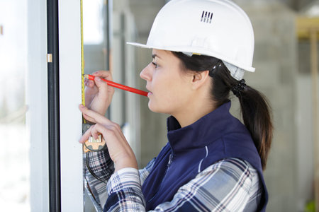 woman marking point on window
