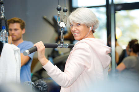 elderly woman doing some workoutの写真素材