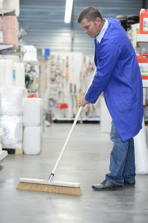 cleaning services with washing machine in supermarket shop store