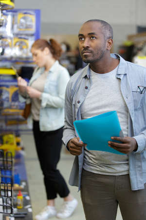 a worker is in warehouse storeの写真素材