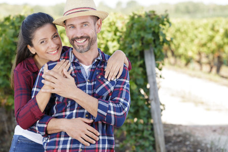 couple in love in vineyard