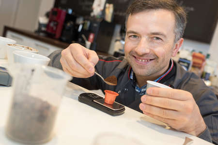 man in barista schoolの写真素材