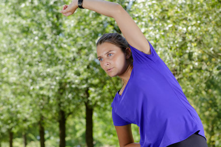 stretching arms