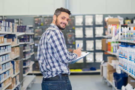 man with clipboard in hardware store