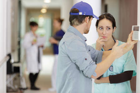 a hospital equipment maintenance workersの写真素材