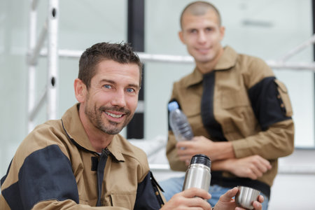 team of technicians having a tea