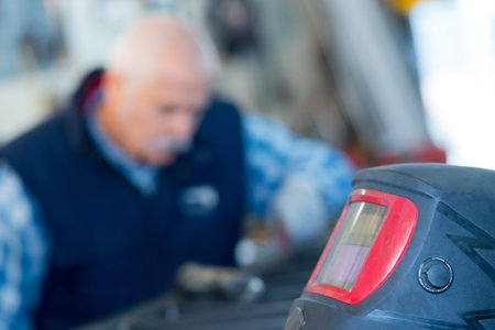 welding mask in picture