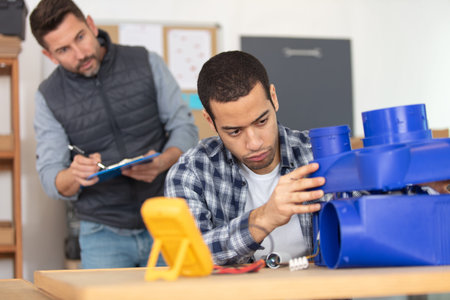 a repairman disassembling computer unit