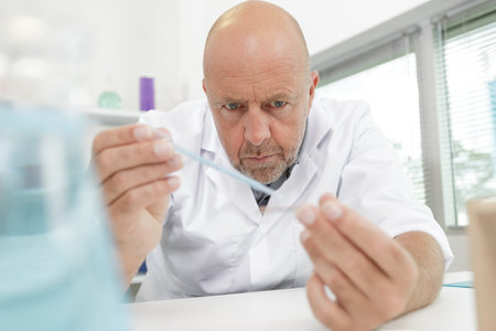smiling senior scientist working in lab