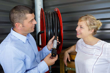 engineer inspection fire extinguisher and fire hoseの写真素材