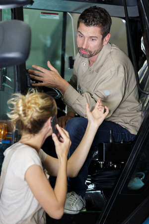 coworkers at warehouse of forwarding companyの写真素材