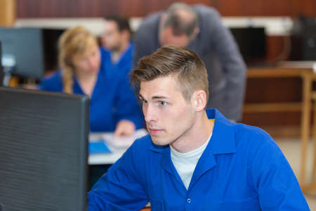 mechanic auto repair shop computerの写真素材