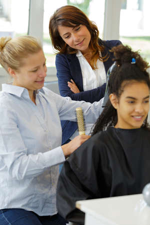 portrait of a hairdresser trainingの写真素材