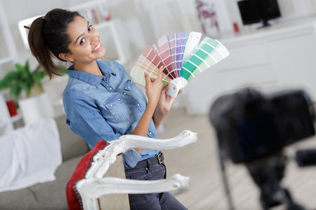 woman in industrial blogging conceptの写真素材