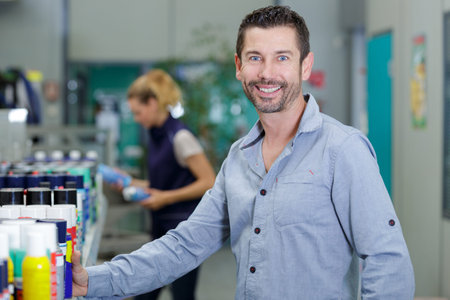 hardware store worker counting stock