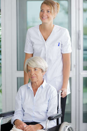 portrait of a hospital carer and seniorの写真素材