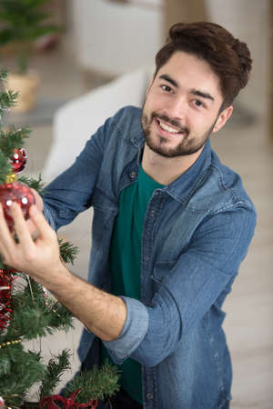 happy man ready to celebrate x mas eveの写真素材