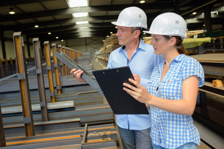 couple of administrators warehouse visitの写真素材