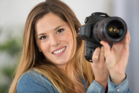 smart attractive woman looking at camera