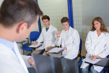 student and teacher in medical classの写真素材