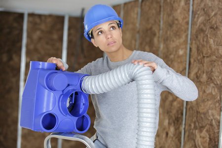 a woman is fitting the coolerの写真素材