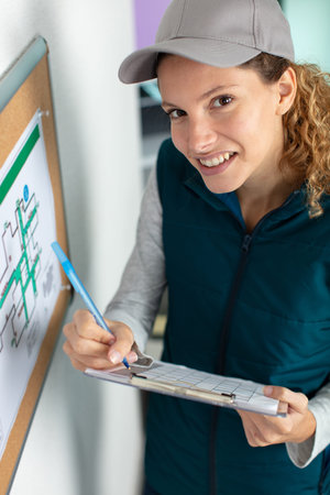 female engineer working at construction site