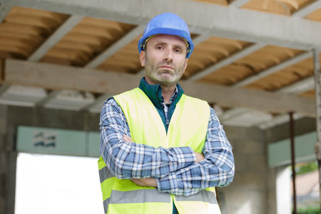 male engineer standing confidently with a crossed arms