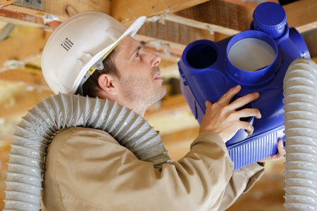 air ducts on the roofの写真素材