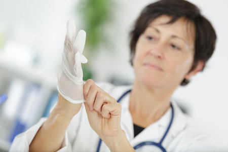 hands medical glove prepare operationの写真素材