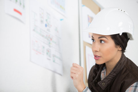 female engineer is working on a planの写真素材