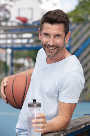 photo of basketball player posingの写真素材