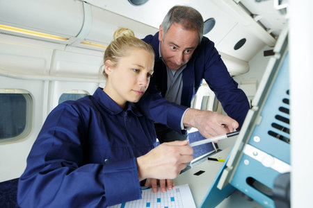 engineers inside of the plane