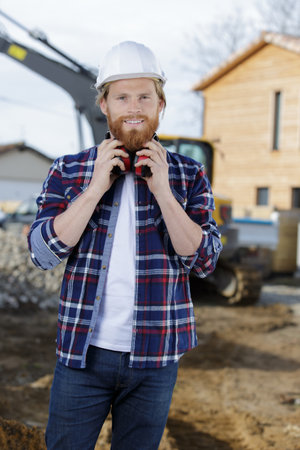 contractor outdoors on building siteの写真素材
