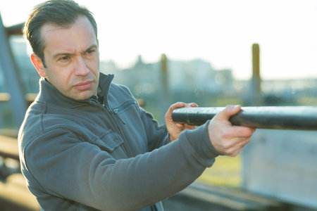 portrait of concentrated factory bossの写真素材